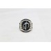 Men's Ring Engraved 925 Sterling Silver black leather P 447